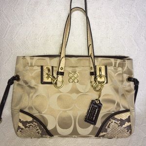Coach Beige purse with snake trim